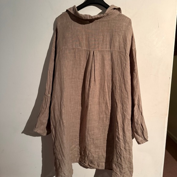 Puro Lino Womens OS Oversized Tunic Button down Linen Resortwear Lagenlook - Picture 7 of 7